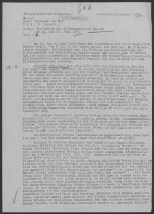 Dapfen: Visitationsbericht mit Pfarrbericht 1953