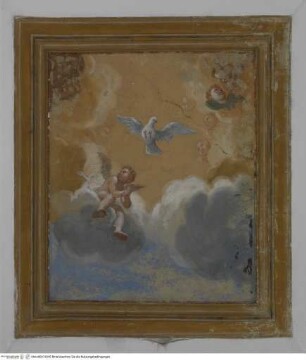 Wunder in der Vita des heiligen Hieronymus Aemiliani, Der Heilige Geist als Taube, eine Amorette auf Wolken und Cherubim