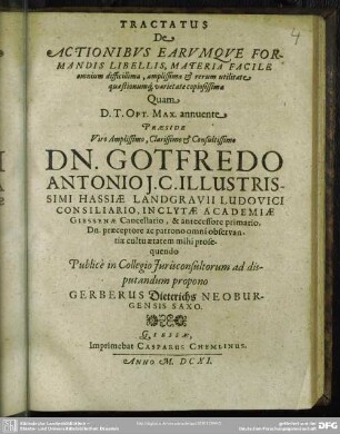 Tractatus de actionibus earumque formandis libellis, materia facile omnium difficillima, amplissima et rerum utilitate quaestionumque varietate copiosissima