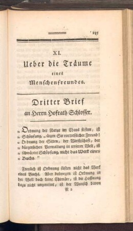 XI. Ueber die Träume eines Menschenfreundes