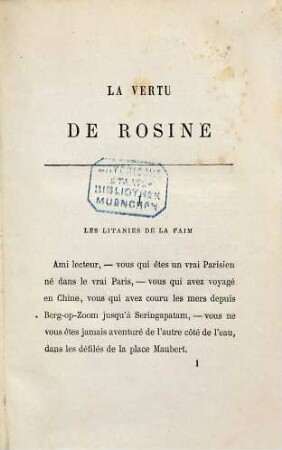La vertu de Rosine : Par Arsène Houssaye