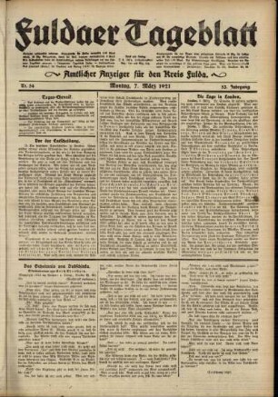 Ausgabe vom Montag, den 07. März 1921.