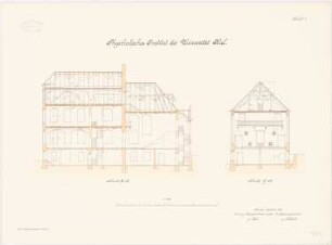 Physikalisches Institut der Christian-Albrechts-Universität Kiel: Längsschnitt und Querschnitt 1:100