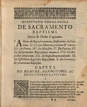 Disp. theol. de sacramento baptismi