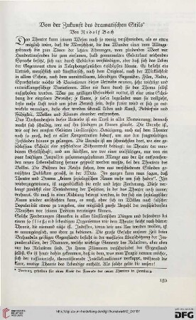Von der Zukunft des dramatischen Stils
