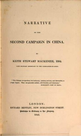 Narrative of the Second Campaign in China