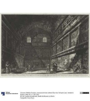 Innenansicht des antiken Bacchus-Tempels (aus: Vedute di Roma)