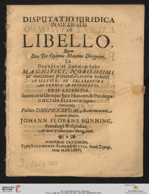 Disputatio Iuridica Inauguralis De Libello