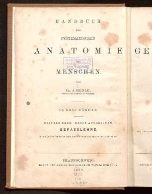 Handbuch der Gefässlehre des Menschen : mit 180 mehrfarbigen in den Text eingedruckten Holzstichen