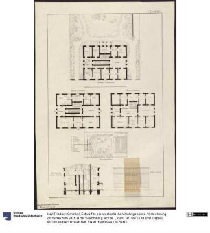 Entwurf zu einem städtischen Wohngebäude. Vorzeichnung (Varainte) zum Stich in der "Sammlung architektonischer Entwürfe", Heft 9, Tafel 57, 1826