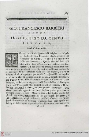 Gio. Francesco Barbieri detto Il Guercino da Cento