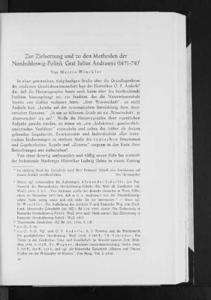 Zur Zielsetzung und zu den Methoden der Nordschleswig-Politik Graf Julius Andrassys (1871-1878)