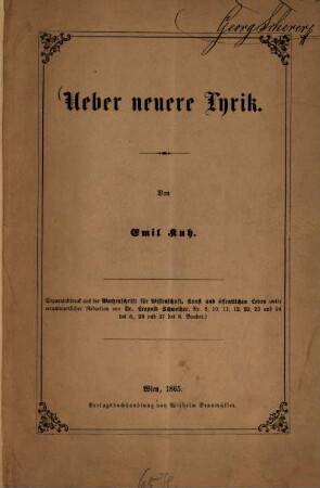 Über neuere Lyrik