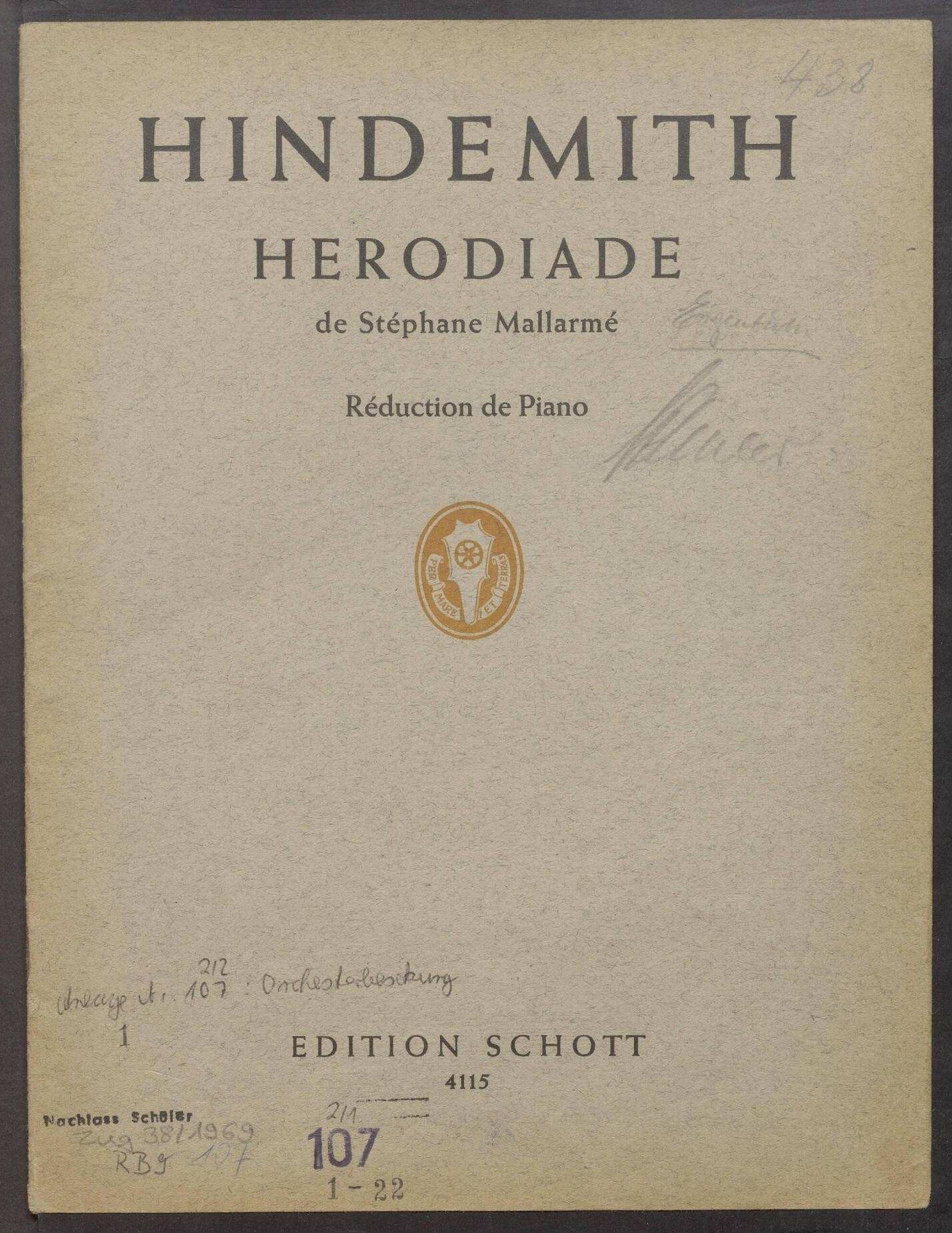 Hindemith, Paul: Herodiade | Digitalisierung: MARCHIVUM Mannheim