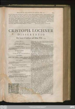 Cristoph. Lochner Dissertatio De loco Classico ad Esai. VII:14.