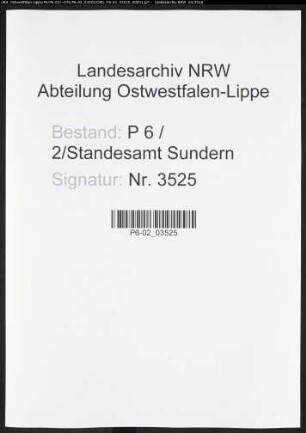 Sterberegister Standesamt Sundern