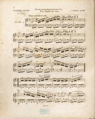 50 grandes études spéciales pour le piano : divisées en deux livres ; Op. 409, 1