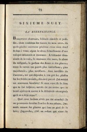 Sixieme Nuit. La Bienfaisance.