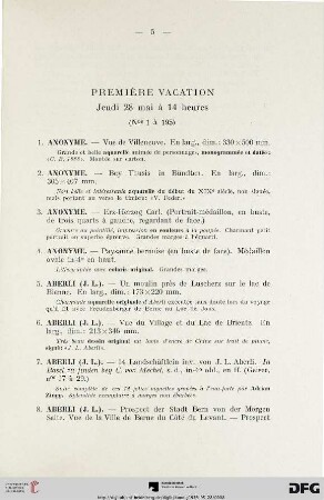 Première vacation (Nr. 1-195)