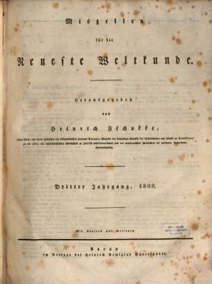 Miszellen für die neueste Weltkunde. 3. 1809