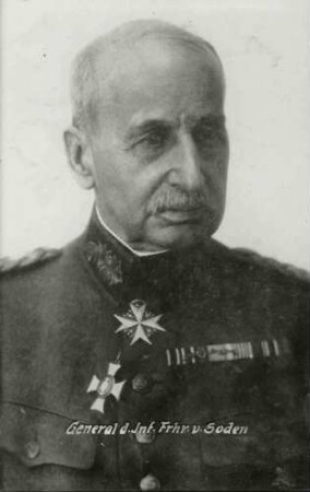 Freiherr Franz von Soden, General der Infanterie in Uniform mit Orden, Brustbild bzw. Brustbild in Halbprofil
