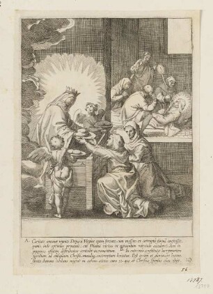 Heilige Katharina widmet sich den Hilfsbedürftigen, Blatt 19 der Folge "Leben und Wunder der heiligen Katharina von Siena"