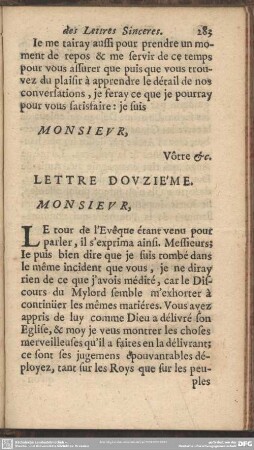 Lettre Douzième