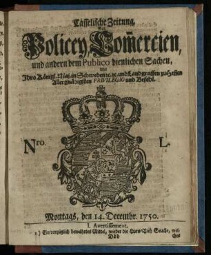 Nro. L, Montags, den 14. Decembr. 1750