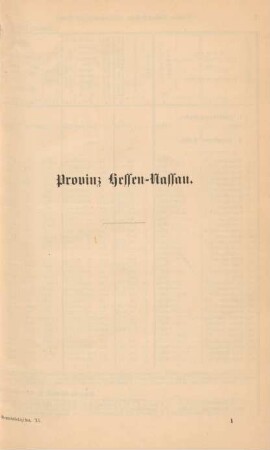 [I. Tabellarischer Theil] Provinz Hessen-Nassau