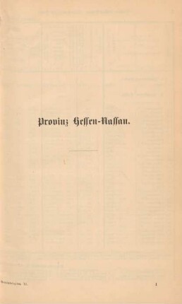 [I. Tabellarischer Theil] Provinz Hessen-Nassau