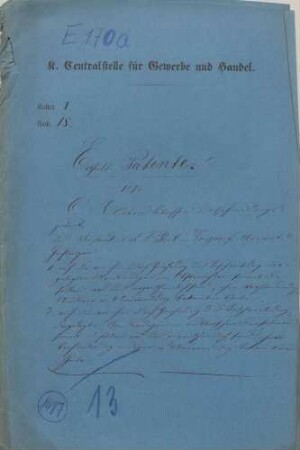 Patent des Mechanikers J.F. Reik in Donzdorf OA Geislingen 1) auf die von ihm durch Zeichnung und Beschreibung dargelegten Änderungen an Obstmühlen, 2) auf die von ihm durch Zeichnung und Beschreibung dargelegten Änderungen an Futterschneidmaschinen