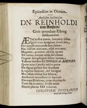 Epicedion in Obitum.