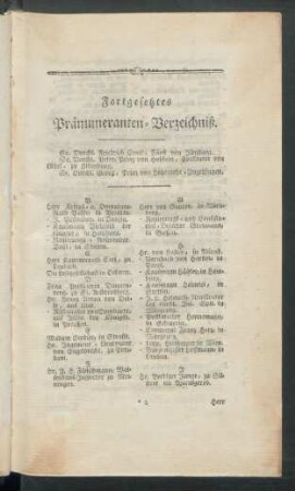 Fortgesetztes Pränumeranten-Verzeichniß