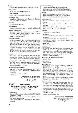 Ausschreibung für die Kreis-, Bezirks- und DDR-Meisterschaften der Schüler im Schach 1954 : 31/54 vom 5. Februar 1954