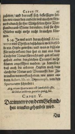 Caput V. Darinnen von dem Gesundheit trincken gehandelt wird.