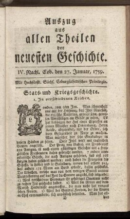 IV. Nachl. Cob. den 27. Januar, 1759.