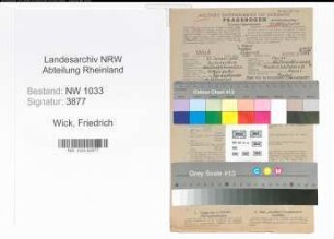 Entnazifizierung Friedrich Wick , geb. 25.01.1898 (Polizeimeister)