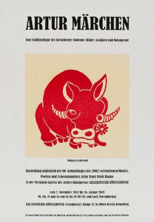 Ausstellungsplakat "Artur Märchen, Eine Schlüsselfigur der Kreuzberger Boheme: Bilder, Grafiken und Dokumente", 2012