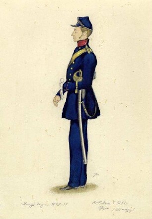 Uniformbild, Artillerieoffizier der dänischen Armee (1848-1851)