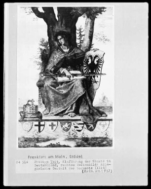 Dreiteiliges Wandbild aus dem alten Städelschen Institut — Allegorische Figur der Germania