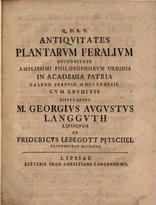 Antiqvitates plantarvm feralivm