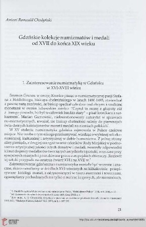 3: Gdańskie kolekcje numizmatów i medali od XVII do końca XIX wieku