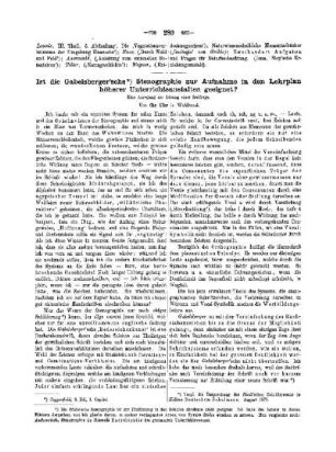 Ist die Gabelsberger'sche Stenographie zur Aufnahme in den Lehrplan höherer Unterrichtsanstalten geeignet?
