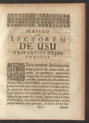 Praefatio Ad Lectorem De Usu Tripartiti Huius Indicis.