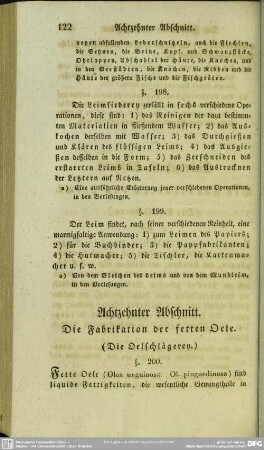Achtzehnter Abschnitt. Die Fabrikation der fetten Oele