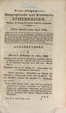 Neue allgemeine geographische und statistische Ephemeriden. 26. 1828