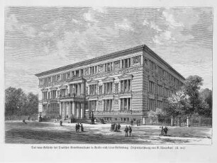 Deutsches Gewerbemuseum zu Berlin (Martin-Gropius-Bau) nach seiner Vollendung [erst 1881], Außenansicht. Reproduktionsholzstich nach G. Theuerkauf; 15,2 x 23,2 cm. Aus: Illustrirte Zeitung Nr. 1820 vom 18.05.1878, Band 70, S. 397. Leipzig. Dresden: SLUB Eph.lit.0027