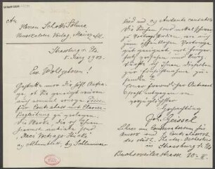 Brief an B. Schott's Söhne : 03.03.1903