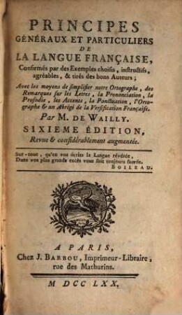 Principes de la langue Française