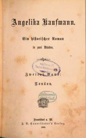 Angelika Kaufmann : ein historischer Roman in zwei Bänden, 2. London